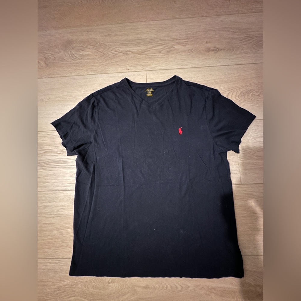 Men’s Solid Ralph Loren Polo Shirt Size L Navy Essential Tee